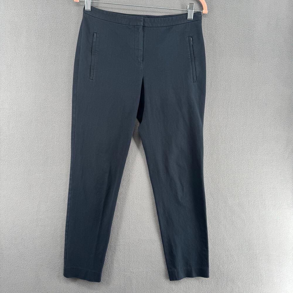 Theory Cotton Blend Cigarette Pants Womens 4 Black (Faded) Made in USA